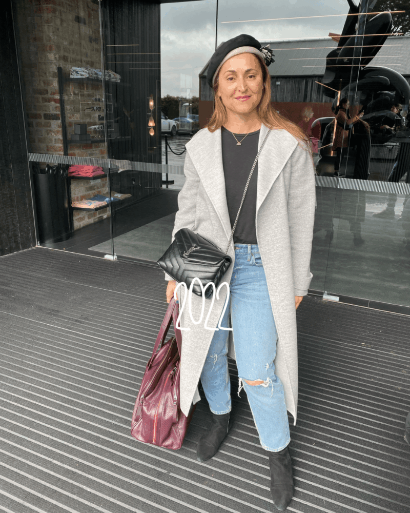 travel_styletips_styleculture_styling_7 fashion lady outfit featuring a winter coat, beanie, designer bag and ripped jeans