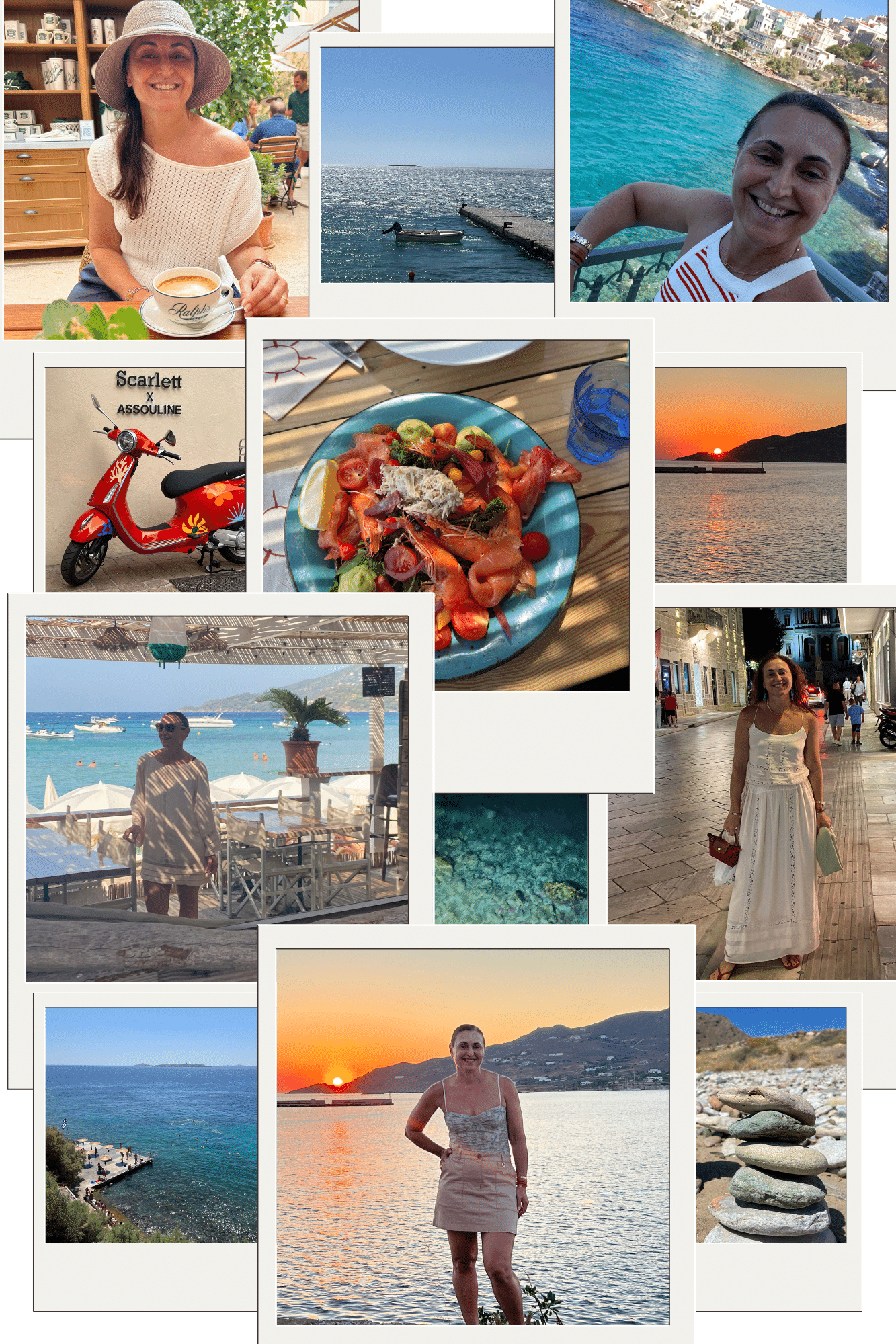 European Summer Fashion & Style | Style Culture European summer style collage featuring Greek island outfits, Mediterranean scenery, colourful food, streets and sunsets.