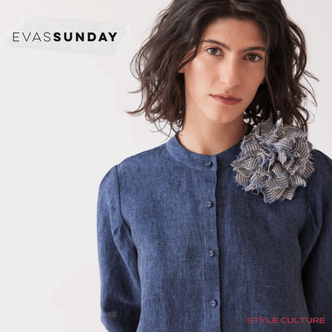 Eva’s Sunday Fabric Flower Brooch Eva’s Sunday oversized fabric flower brooch with layered, textural petals.