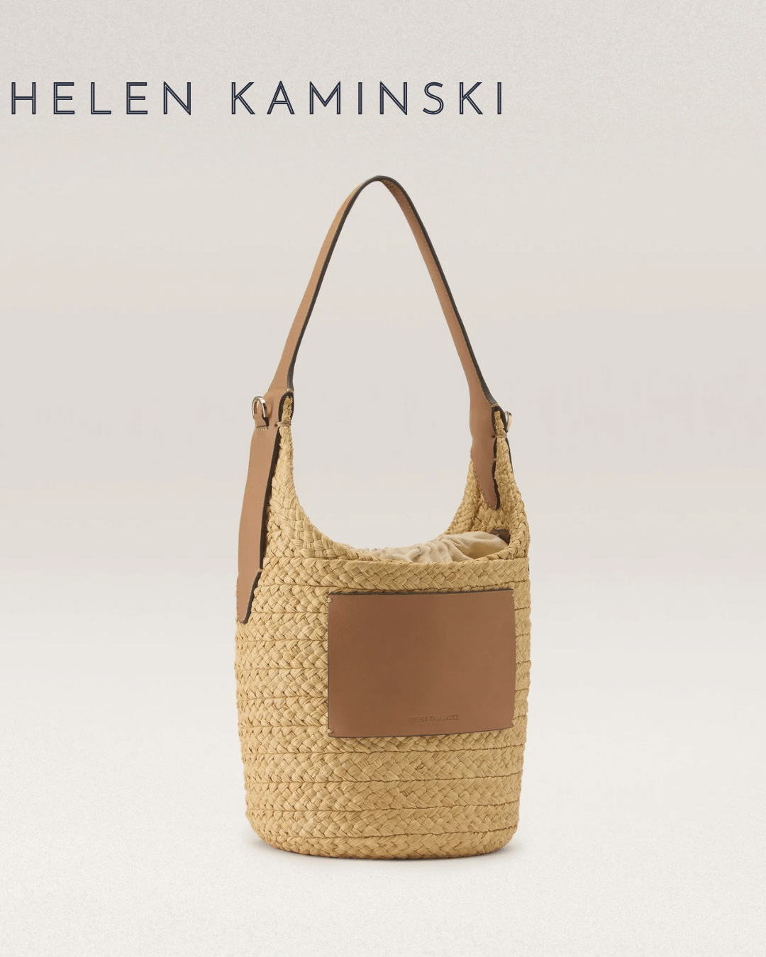 Helen Kaminski Nisida Raffia Bucket Bag Helen Kaminski Nisida raffia bucket bag in Natural and Caramel.